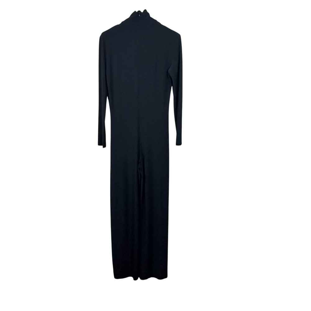 Norma Kamali Long Sleeve Turtleneck Jumpsuit Black Jersey Wide Leg Sz M / 38 - Picture 3 of 6